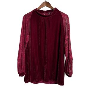 John Mark top women's XL‎ elegant stretch velour velvet whimsigoth romantic lace